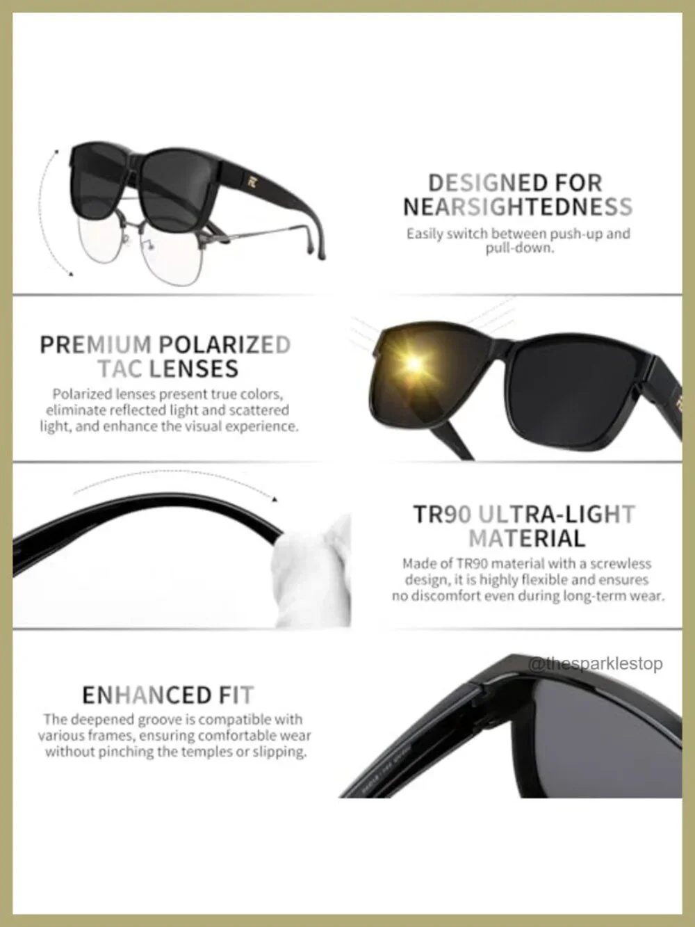 Oversized Fit Over Glasses Polarized Sunglasses UV400 Protection TR90 Frame